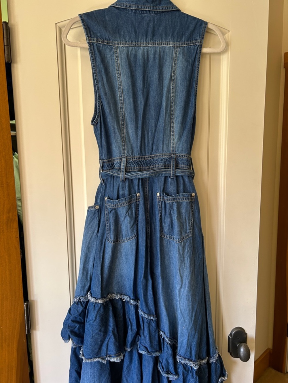 Free People Indigo Button-Up Shirt Dress - With all the Layers and Fun Ruffles - Picture 6 of 9